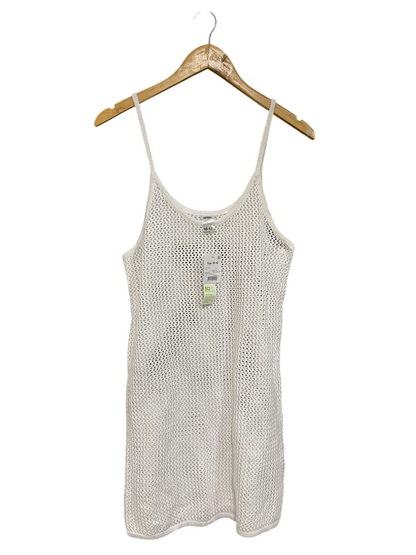ANKO |M| BUST 17| A61| WHITE OPEN-KNIT CAMI TECHNICAL UTILITY MINI DRESS