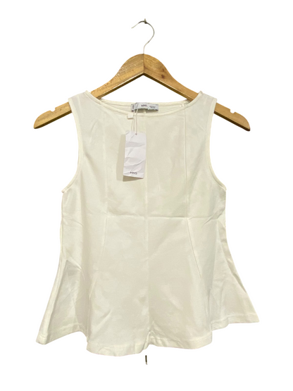 MNG |S| BUST 14| A61| OFF-WHITE SLEEVELESS PEPLUM TECHNICAL UTILITY TOP