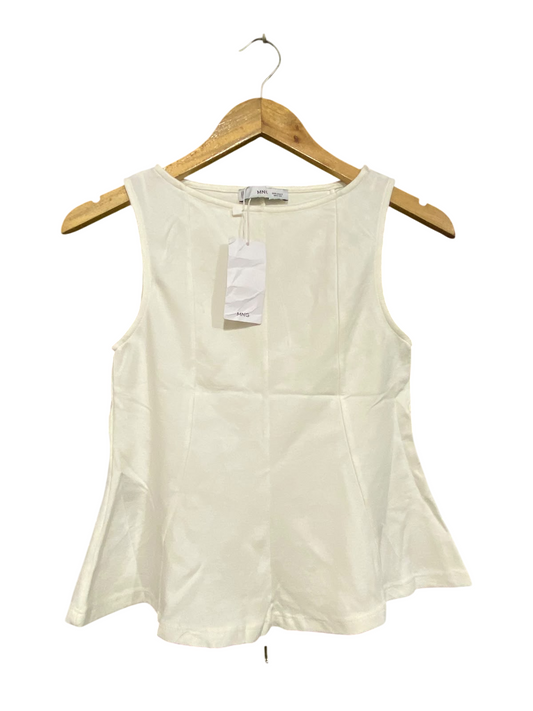 MNG |S| BUST 14| A61| OFF-WHITE SLEEVELESS PEPLUM TECHNICAL UTILITY TOP