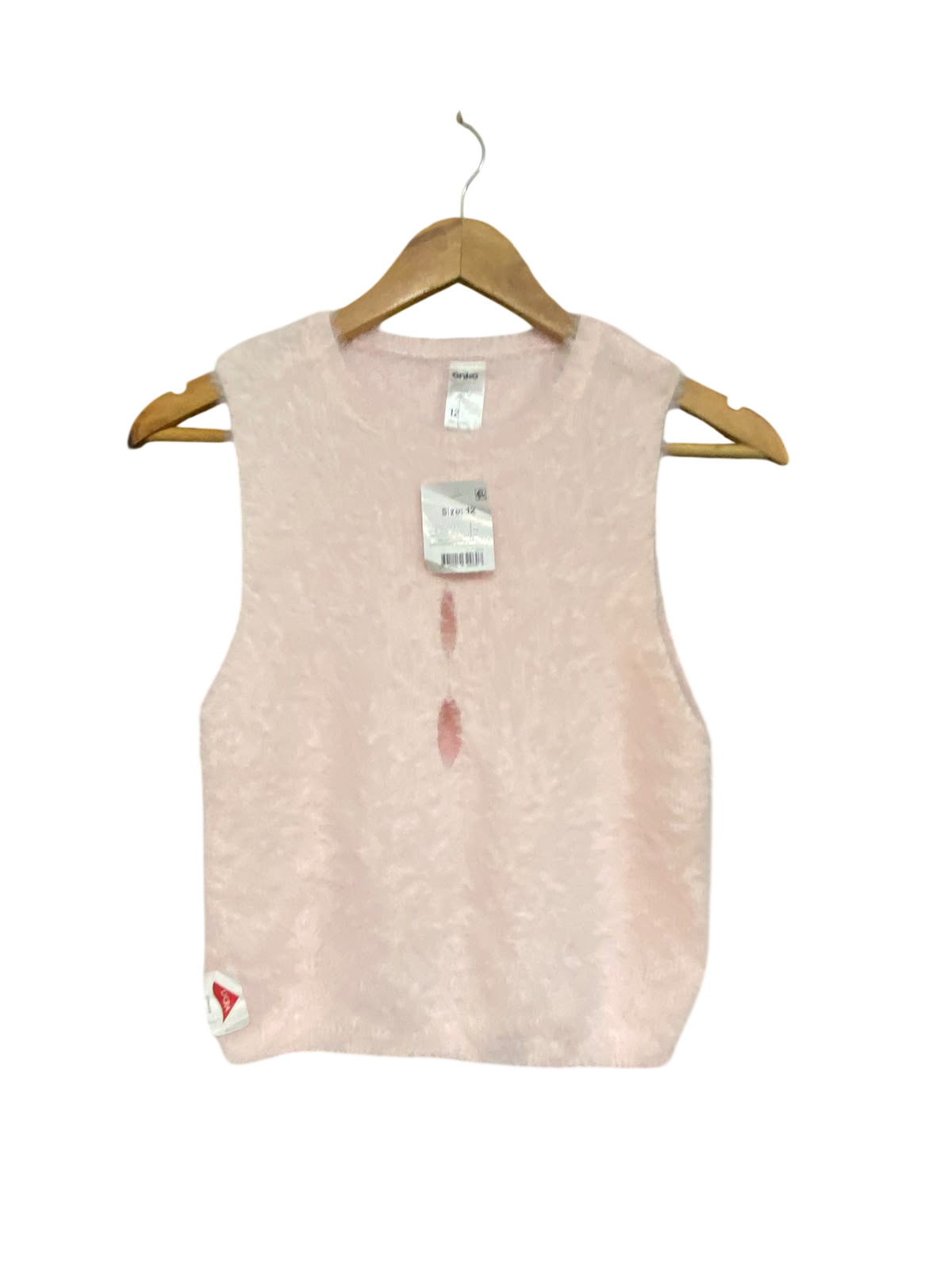 ANKO |S| BUST 15| A61| LIGHT PINK FUZZY CREWNECK SLEEVELESS TECHNICAL UTILITY VEST