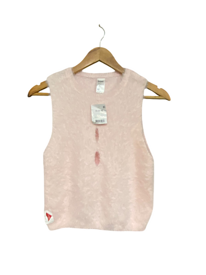 ANKO |S| BUST 15| A61| LIGHT PINK FUZZY CREWNECK SLEEVELESS TECHNICAL UTILITY VEST