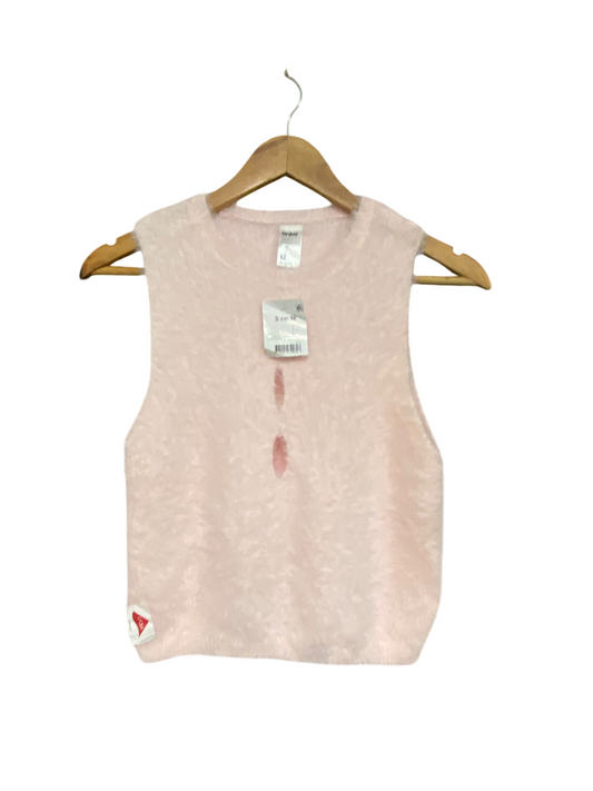 ANKO |S| BUST 15| A61| LIGHT PINK FUZZY CREWNECK SLEEVELESS TECHNICAL UTILITY VEST