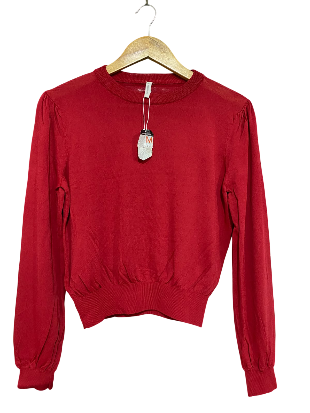 TOKYO BASIC |M| BUST 19| A62| RED LONG-SLEEVE CREWNECK TECHNICAL UTILITY SWEATER