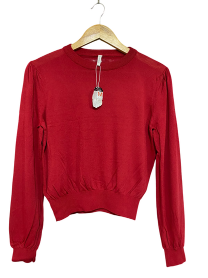 TOKYO BASIC |M| BUST 19| A62| RED LONG-SLEEVE CREWNECK TECHNICAL UTILITY SWEATER