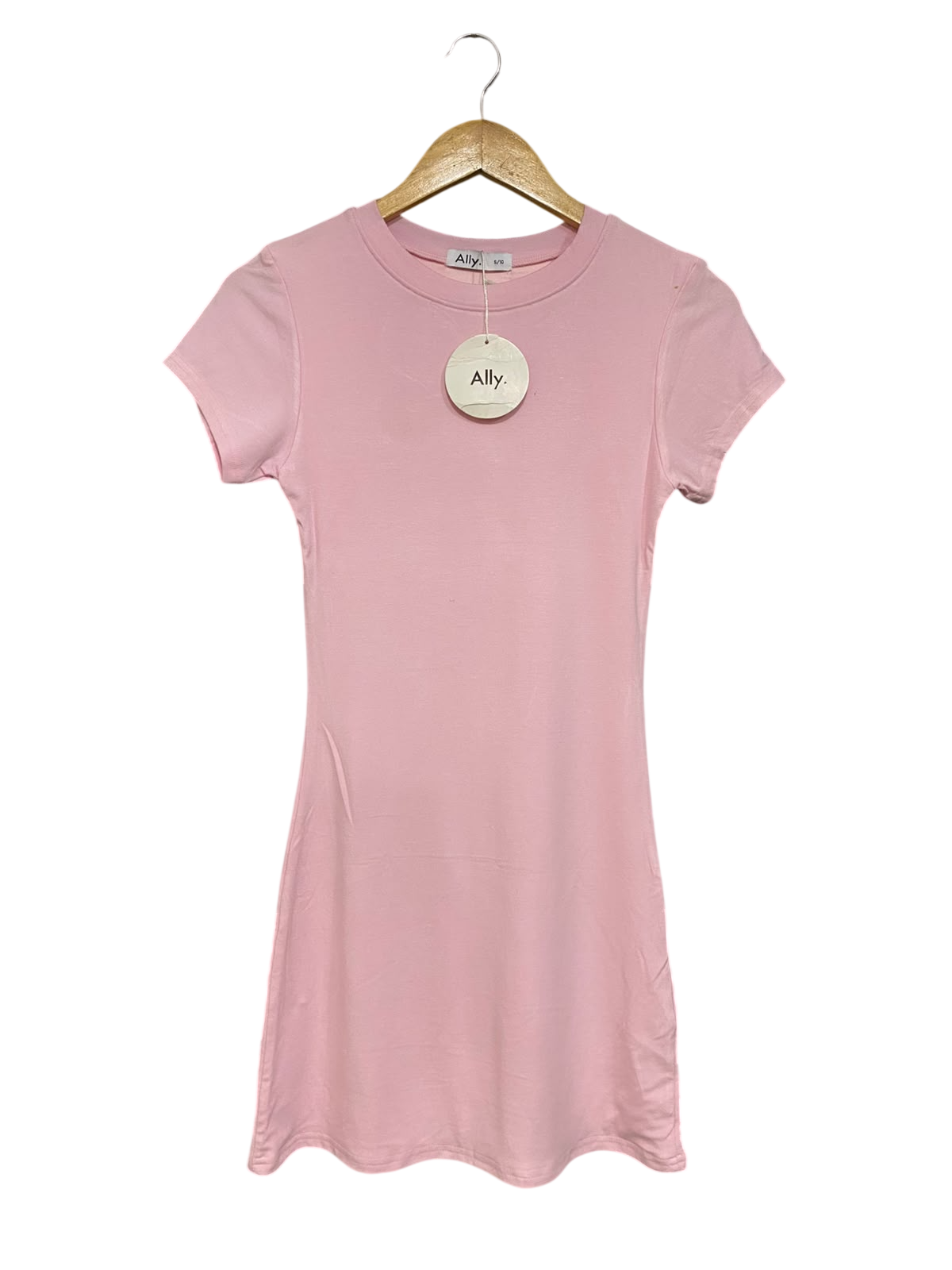 ALLY |S| BUST 14| A62| LIGHT PINK CREWNECK SHORT-SLEEVE TECHNICAL UTILITY MINI DRESS