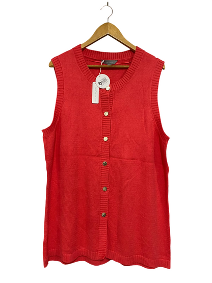 SUZANNEGRAE |XL| BUST 23| A62| RED GOLD-BUTTON CREWNECK TECHNICAL UTILITY VEST