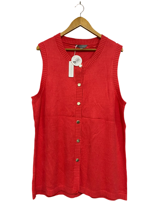 SUZANNEGRAE |XL| BUST 23| A62| RED GOLD-BUTTON CREWNECK TECHNICAL UTILITY VEST