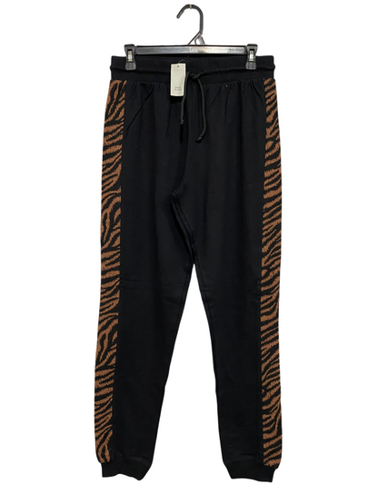 RIVER ISLAND |M| WAIST 30| A62| BLACK AND ANIMAL-PRINT STRIPE TECHNICAL UTILITY JOGGERS
