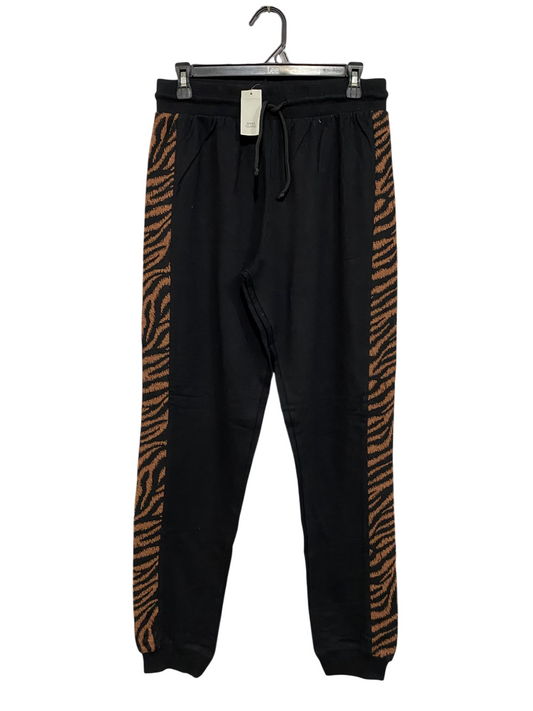 RIVER ISLAND |M| WAIST 30| A62| BLACK AND ANIMAL-PRINT STRIPE TECHNICAL UTILITY JOGGERS