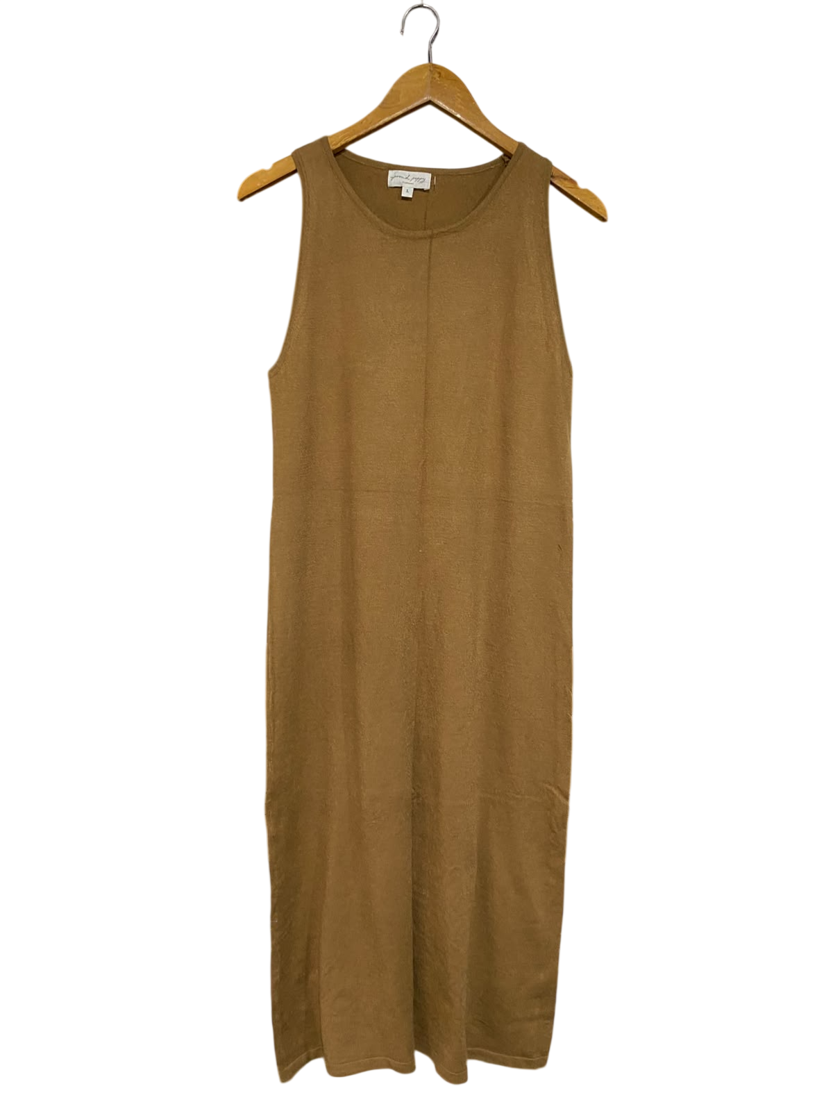 PROUD POPPY |L| BUST 17| A62| TAN SLEEVELESS CREWNECK TECHNICAL UTILITY MIDI DRESS