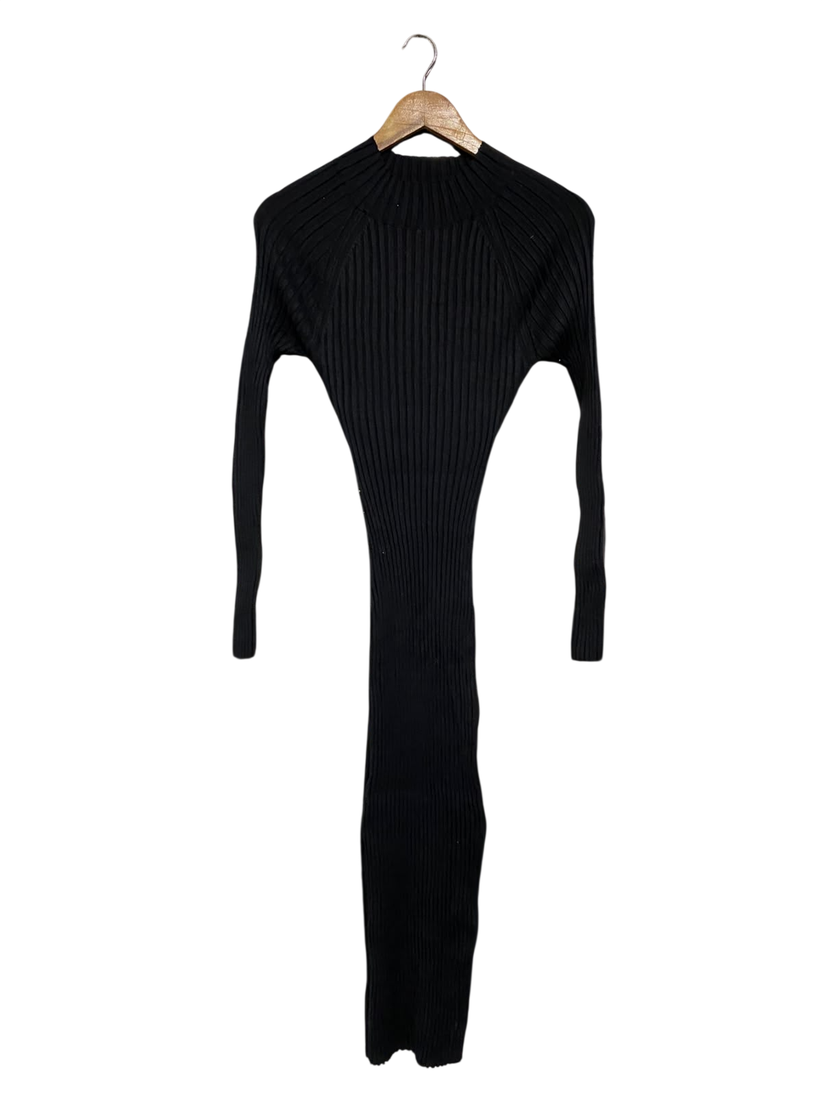 SYKE |XS| BUST 12| A62| BLACK RIBBED MOCK-NECK TECHNICAL UTILITY MIDI DRESS