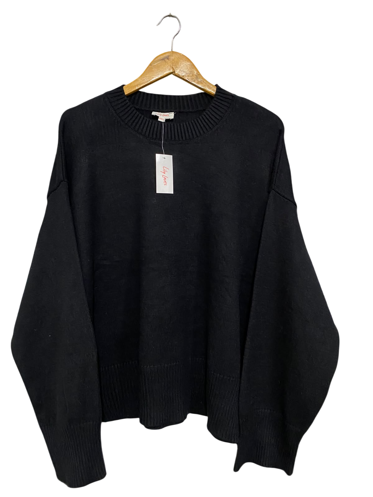 LILY LOVES |XL| BUST 27| A62| BLACK OVERSIZED CREWNECK TECHNICAL UTILITY SWEATER