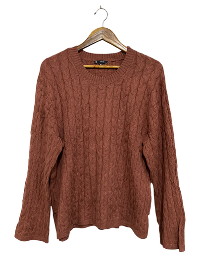 TARGET CURVE |L| BUST 23| A62| RUST CABLE-KNIT CREWNECK TECHNICAL UTILITY SWEATER