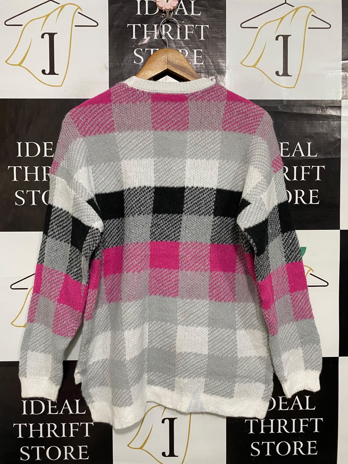 KATIES |S| BUST 21| A62| PLAID CREWNECK TECHNICAL UTILITY SWEATER