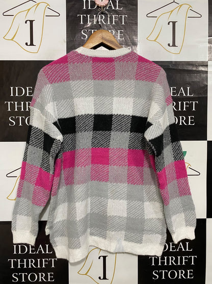 KATIES |S| BUST 21| A62| PLAID CREWNECK TECHNICAL UTILITY SWEATER