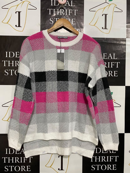 KATIES |S| BUST 21| A62| PLAID CREWNECK TECHNICAL UTILITY SWEATER