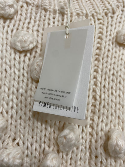 C MEO COLLECTIVE |M| BUST 21| A62| OFF-WHITE BOBBLE-DETAIL CHUNKY-KNIT TECHNICAL UTILITY SWEATER