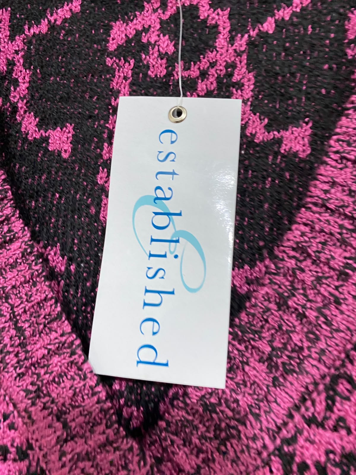 ESTABLISHED |L| BUST 22| A62| PINK AND BLACK JACQUARD PATTERN V-NECK TECHNICAL UTILITY CARDIGAN VEST
