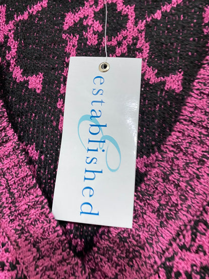 ESTABLISHED |L| BUST 22| A62| PINK AND BLACK JACQUARD PATTERN V-NECK TECHNICAL UTILITY CARDIGAN VEST
