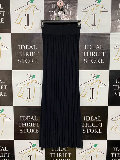 SCANLAN THEODORE |XS| WAIST 22| A62| BLACK PLEATED HIGH-WAISTED TECHNICAL UTILITY MAXI SKIRT
