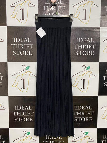 SCANLAN THEODORE |XS| WAIST 22| A62| BLACK PLEATED HIGH-WAISTED TECHNICAL UTILITY MAXI SKIRT