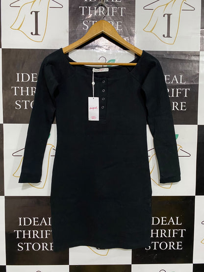 SUPRE |M| BUST 15| A62| BLACK SNAP-PLACKET LONG-SLEEVE TECHNICAL UTILITY DRESS
