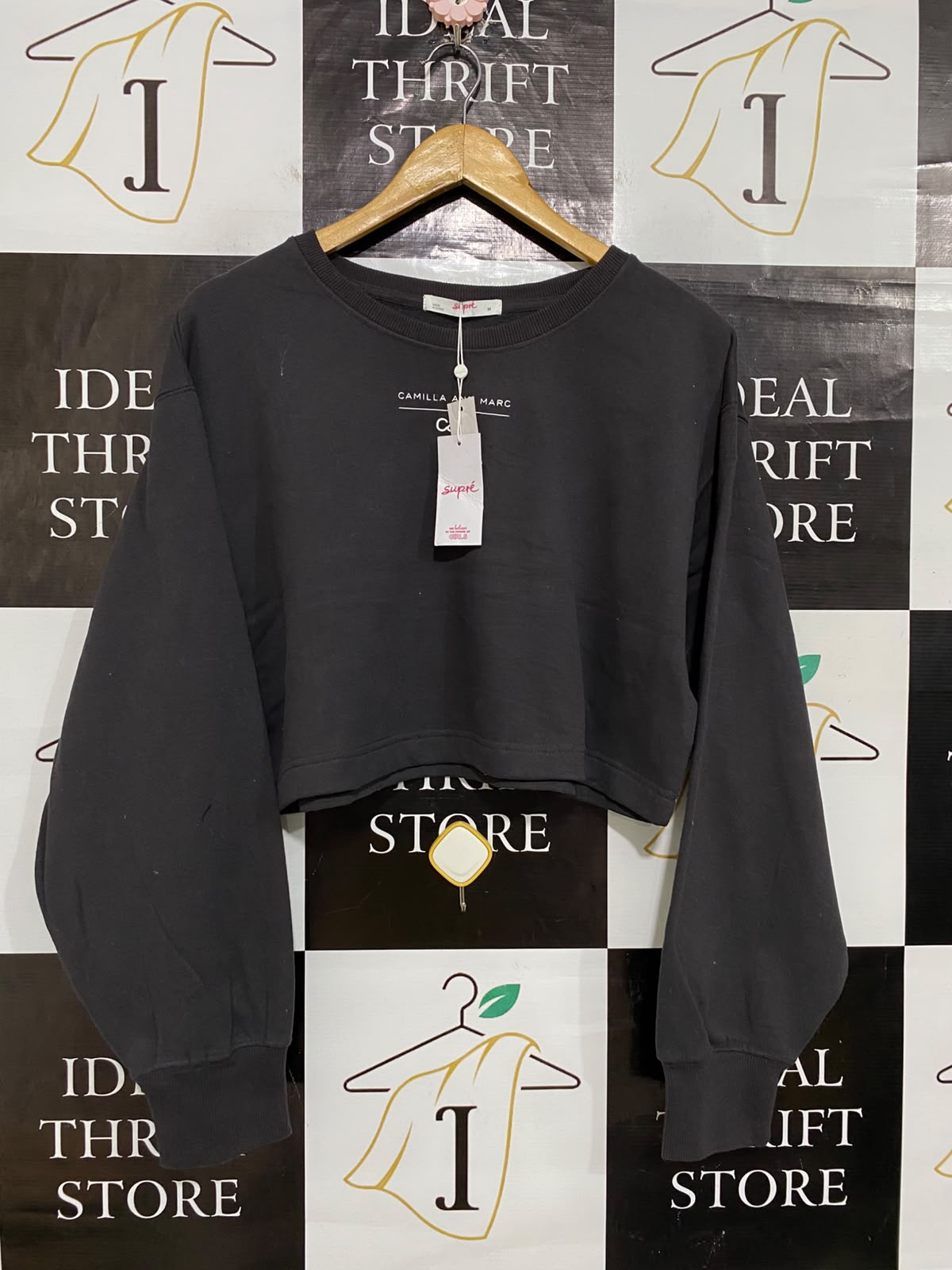 SUPRE |M| BUST 22| A62| DARK GREY CROPPED CREWNECK TECHNICAL UTILITY SWEATSHIRT