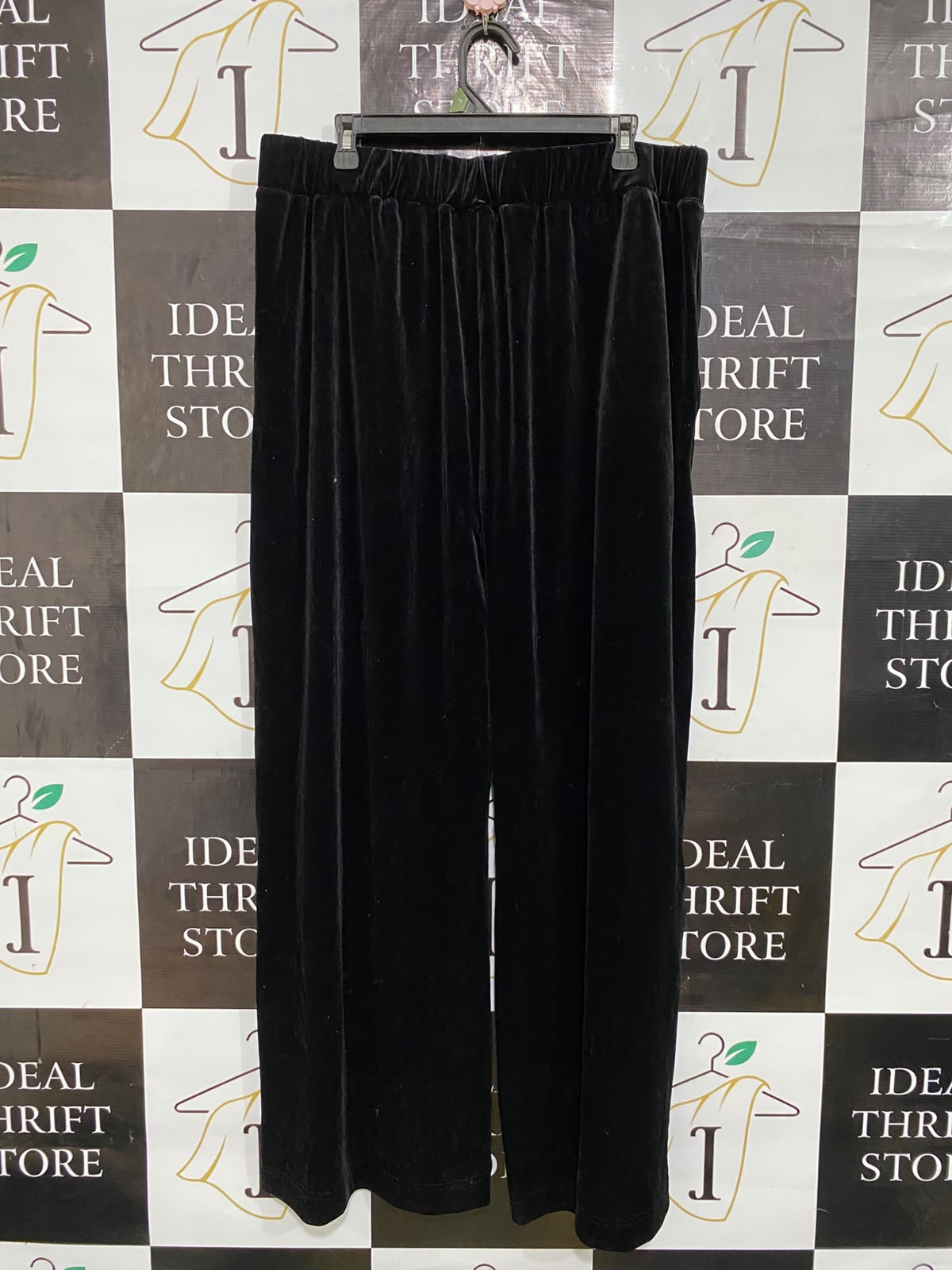 MITZY |XL| WAIST 36| A62| BLACK VELVET WIDE-LEG TECHNICAL UTILITY PANTS