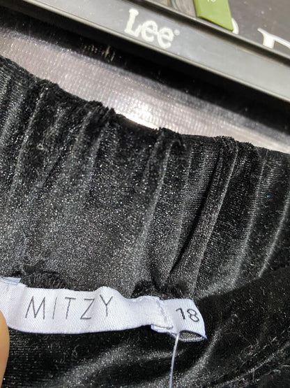 MITZY |XL| WAIST 36| A62| BLACK VELVET WIDE-LEG TECHNICAL UTILITY PANTS