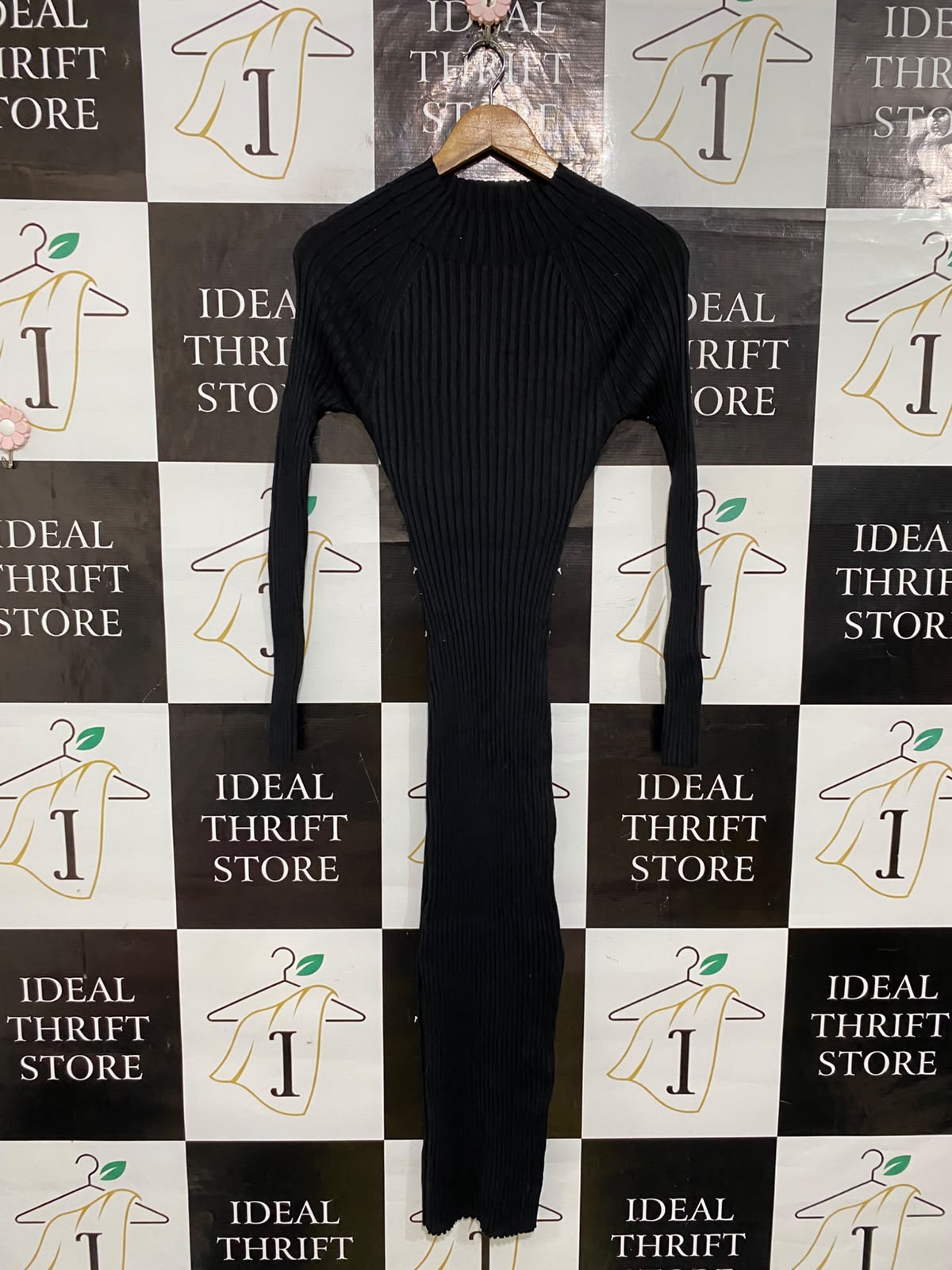 SYKE |XS| BUST 12| A62| BLACK RIBBED MOCK-NECK TECHNICAL UTILITY MIDI DRESS