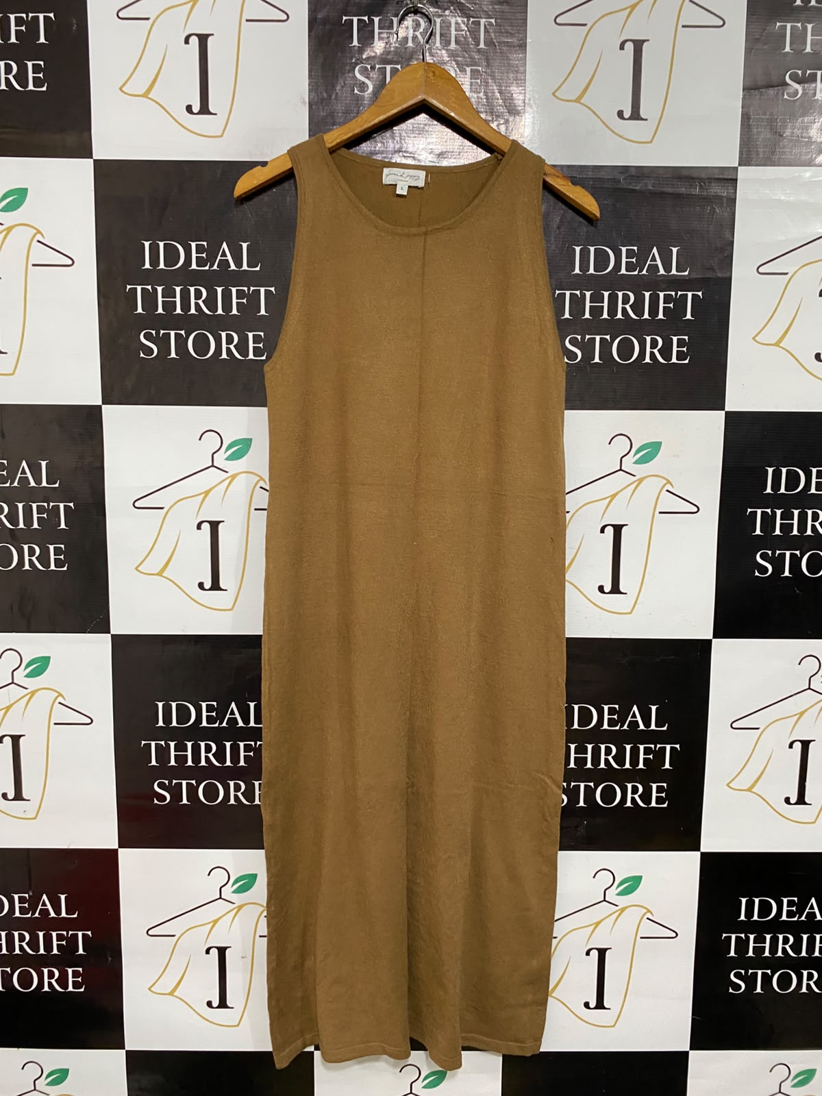 PROUD POPPY |L| BUST 17| A62| TAN SLEEVELESS CREWNECK TECHNICAL UTILITY MIDI DRESS