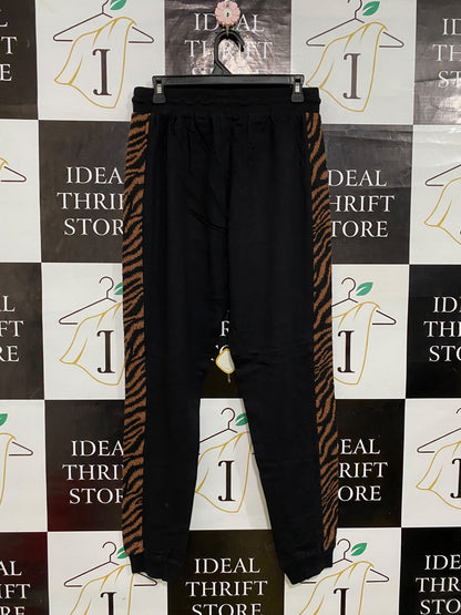 RIVER ISLAND |M| WAIST 30| A62| BLACK AND ANIMAL-PRINT STRIPE TECHNICAL UTILITY JOGGERS