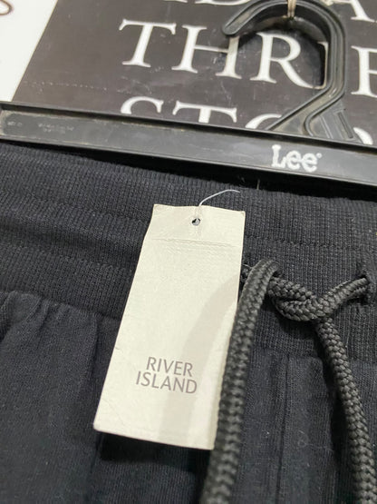 RIVER ISLAND |M| WAIST 30| A62| BLACK AND ANIMAL-PRINT STRIPE TECHNICAL UTILITY JOGGERS