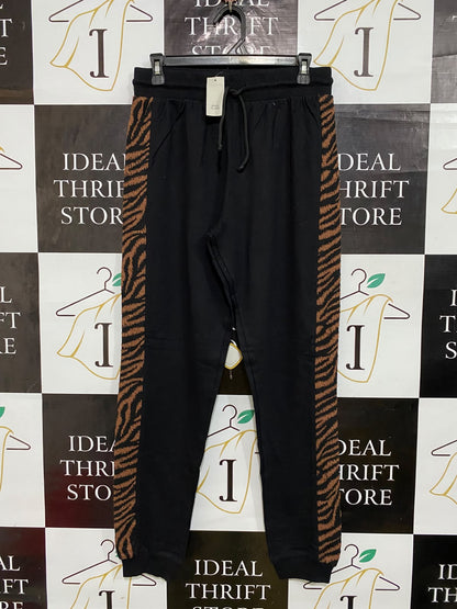RIVER ISLAND |M| WAIST 30| A62| BLACK AND ANIMAL-PRINT STRIPE TECHNICAL UTILITY JOGGERS