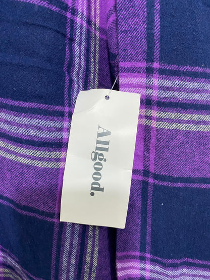 ALLGOOD |L| BUST 24| A62| PURPLE AND NAVY PLAID BUTTON-DOWN TECHNICAL UTILITY SHIRT
