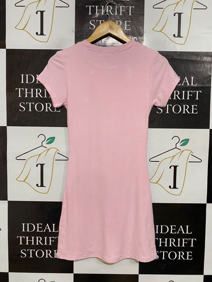ALLY |S| BUST 14| A62| LIGHT PINK CREWNECK SHORT-SLEEVE TECHNICAL UTILITY MINI DRESS