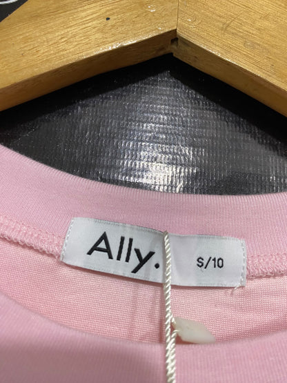 ALLY |S| BUST 14| A62| LIGHT PINK CREWNECK SHORT-SLEEVE TECHNICAL UTILITY MINI DRESS