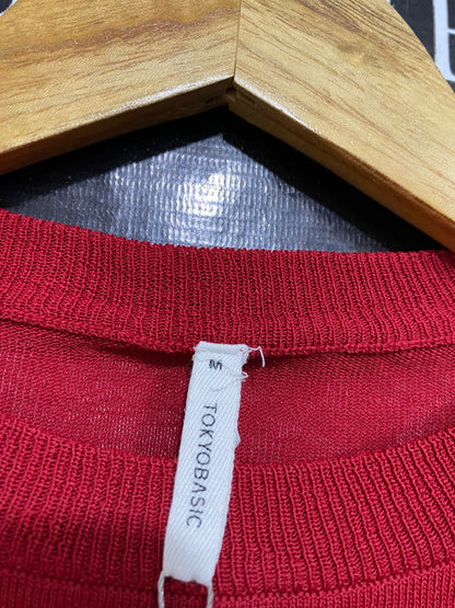 TOKYO BASIC |M| BUST 19| A62| RED LONG-SLEEVE CREWNECK TECHNICAL UTILITY SWEATER