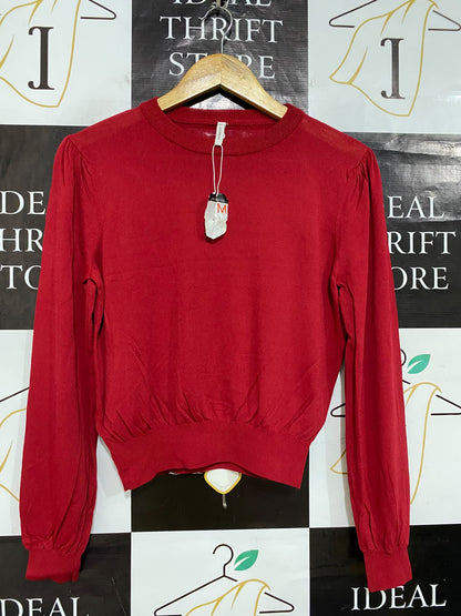 TOKYO BASIC |M| BUST 19| A62| RED LONG-SLEEVE CREWNECK TECHNICAL UTILITY SWEATER