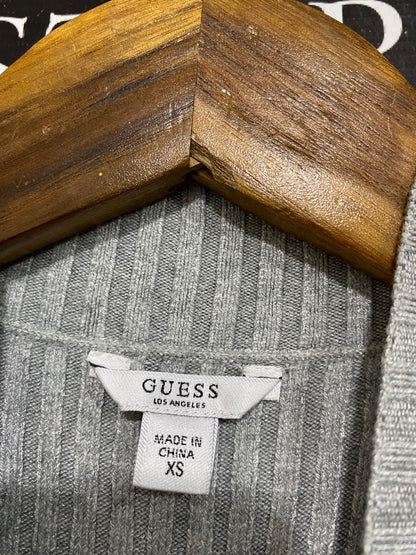 GUESS |XS| BUST 12| A62| GREY COLD-SHOULDER HALF-ZIP RIBBED TECHNICAL UTILITY MINI DRESS