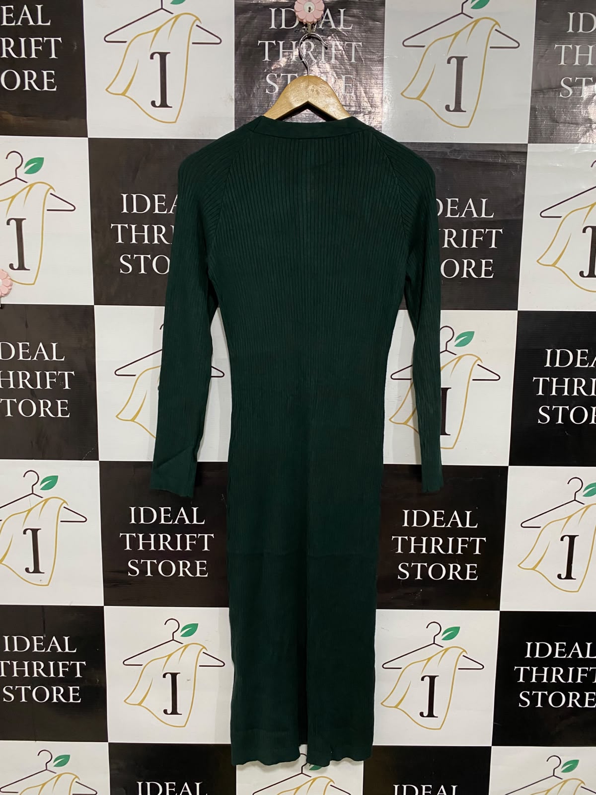 FORCAST |S| BUST 15| A62| GREEN V-NECK BUTTON-DOWN TECHNICAL UTILITY MIDI DRESS