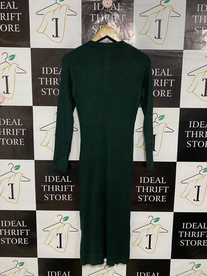 FORCAST |S| BUST 15| A62| GREEN V-NECK BUTTON-DOWN TECHNICAL UTILITY MIDI DRESS