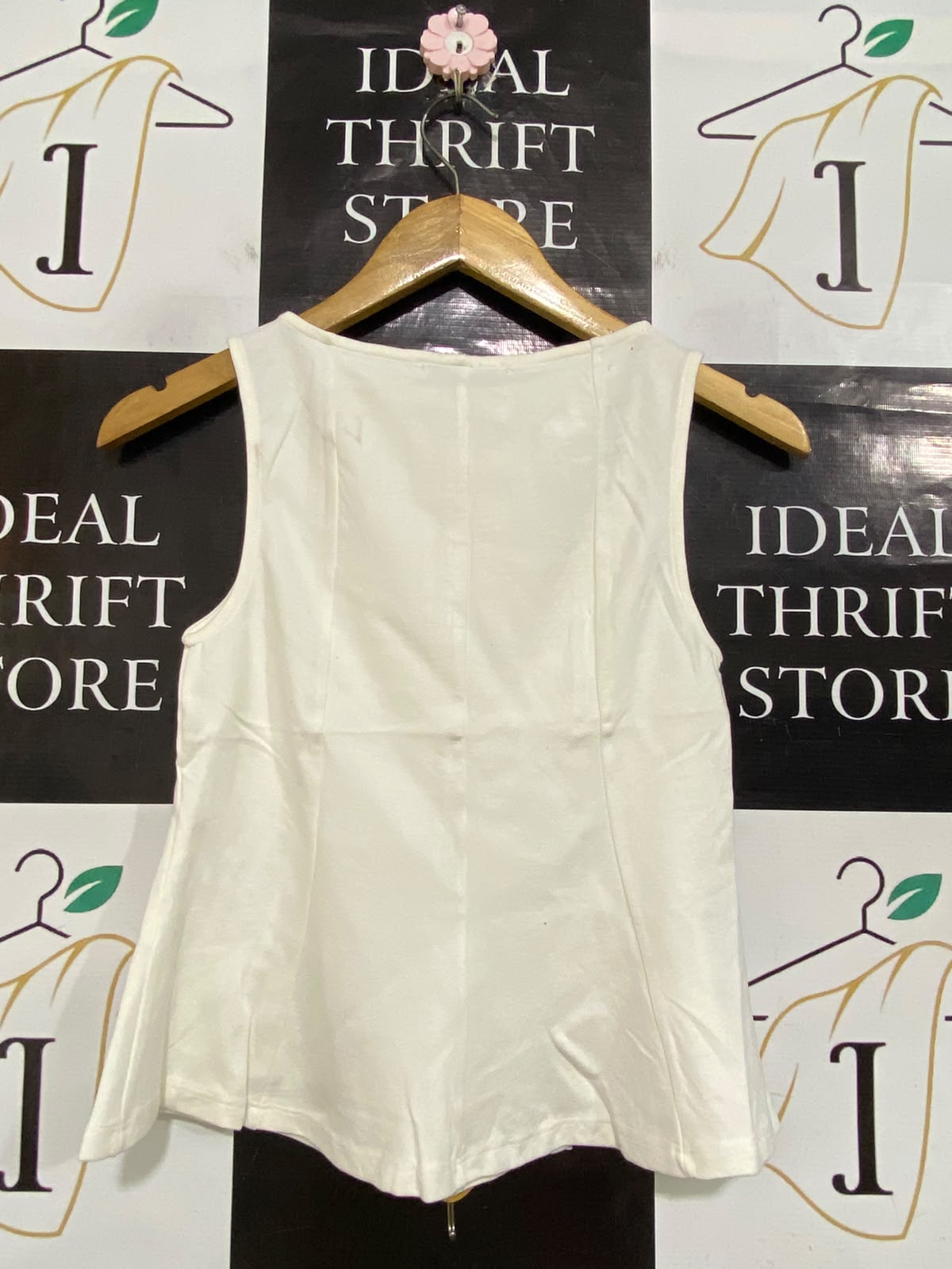 MNG |S| BUST 14| A61| OFF-WHITE SLEEVELESS PEPLUM TECHNICAL UTILITY TOP