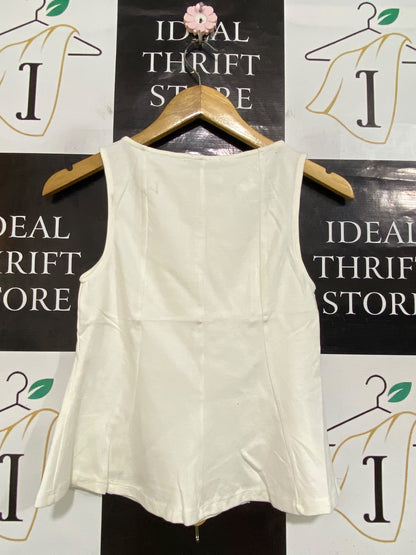 MNG |S| BUST 14| A61| OFF-WHITE SLEEVELESS PEPLUM TECHNICAL UTILITY TOP