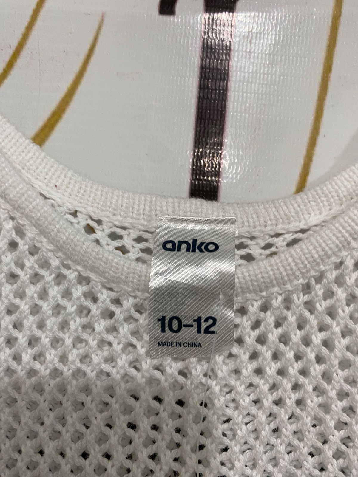 ANKO |M| BUST 17| A61| WHITE OPEN-KNIT CAMI TECHNICAL UTILITY MINI DRESS