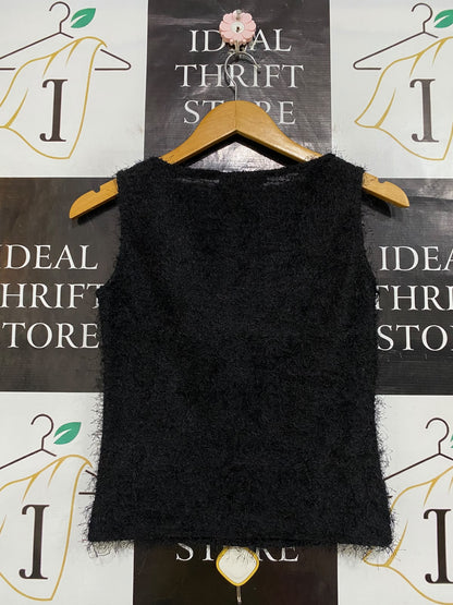 TIGHTROPE |S| BUST 16| A61| BLACK TEXTURED FLEECY BOAT-NECK TECHNICAL UTILITY TANK TOP