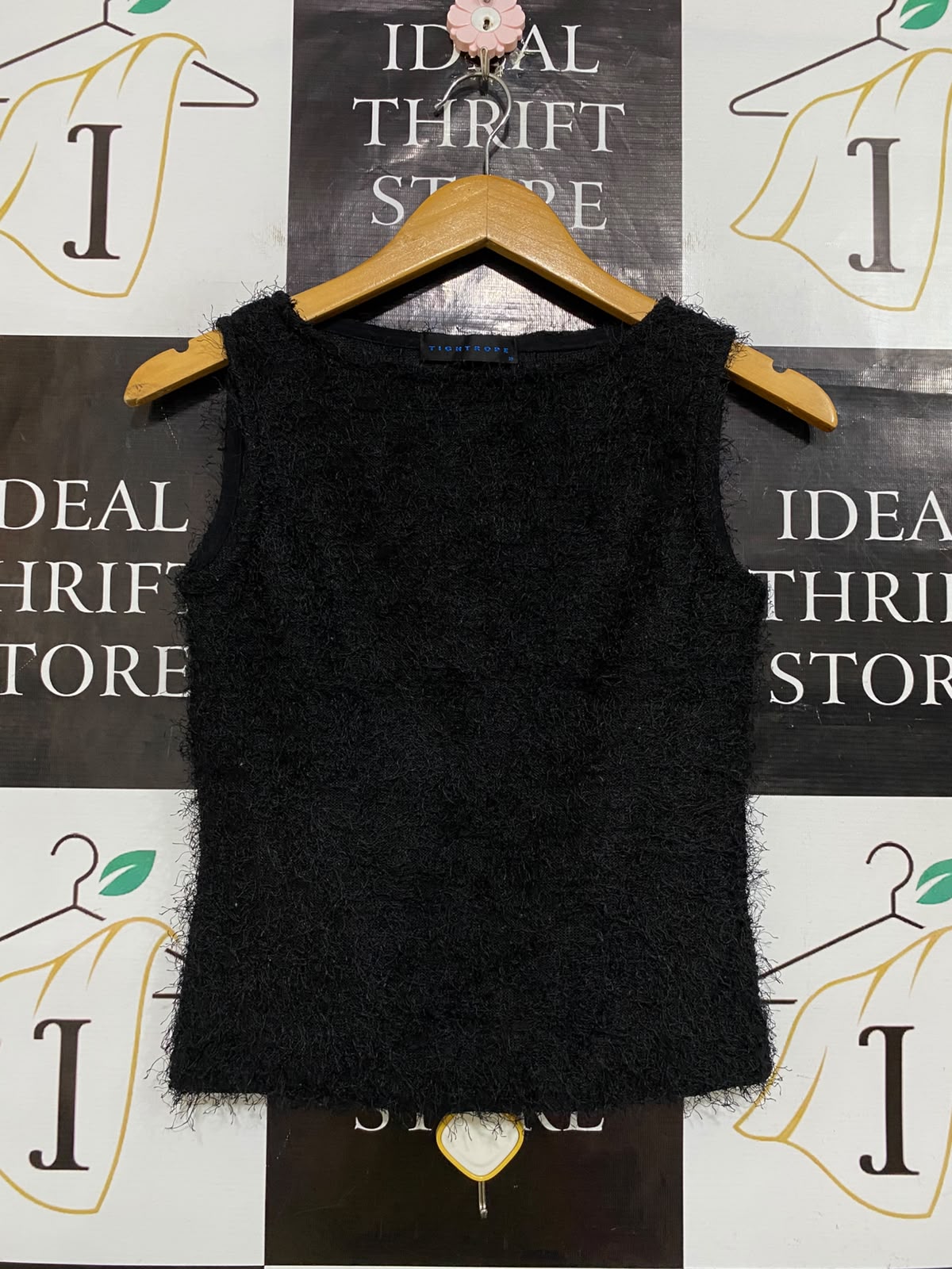 TIGHTROPE |S| BUST 16| A61| BLACK TEXTURED FLEECY BOAT-NECK TECHNICAL UTILITY TANK TOP
