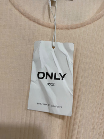 ONLY |S| BUST 15| A61| PEACH LONG-SLEEVE CREWNECK RIBBED TECHNICAL UTILITY TOP