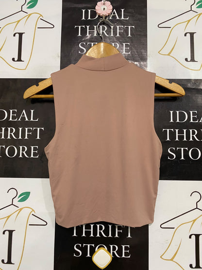 SUPRE |S| BUST 15| A61| DUSTY ROSE MOCK-NECK SLEEVELESS TECHNICAL UTILITY TOP