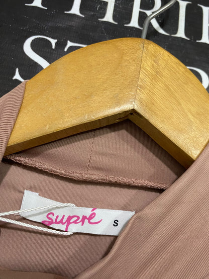 SUPRE |S| BUST 15| A61| DUSTY ROSE MOCK-NECK SLEEVELESS TECHNICAL UTILITY TOP